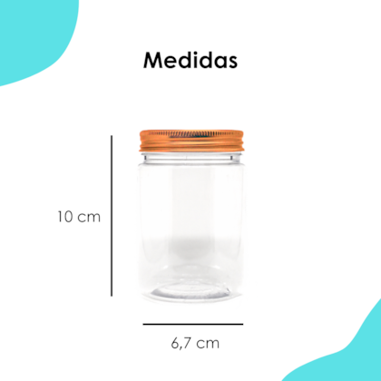 Pote Pet Redondo 260ML Tampa Rose Gold