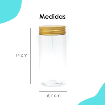 Pote Pet Redondo 400ML Tampa Ouro