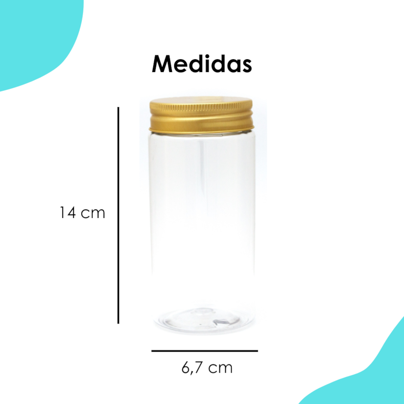 Pote Pet Redondo 400ML Tampa Ouro