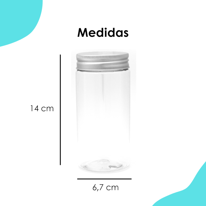 Pote PET Redondo 400ML Tampa Prata