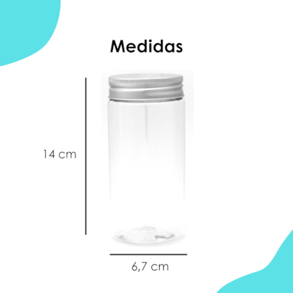 Pote PET Redondo 400ML Tampa Prata