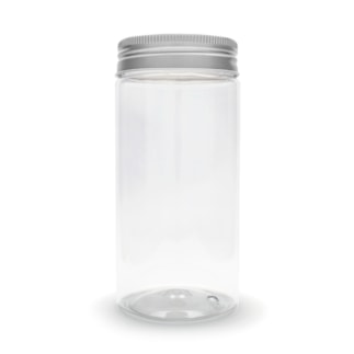 Pote PET Redondo 400ML Tampa Prata