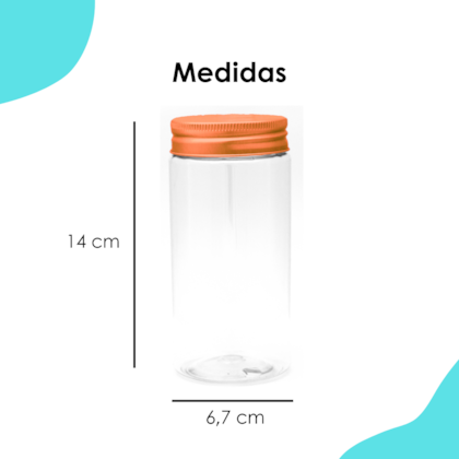 Pote Pet Redondo 400ml Tampa Rose Gold