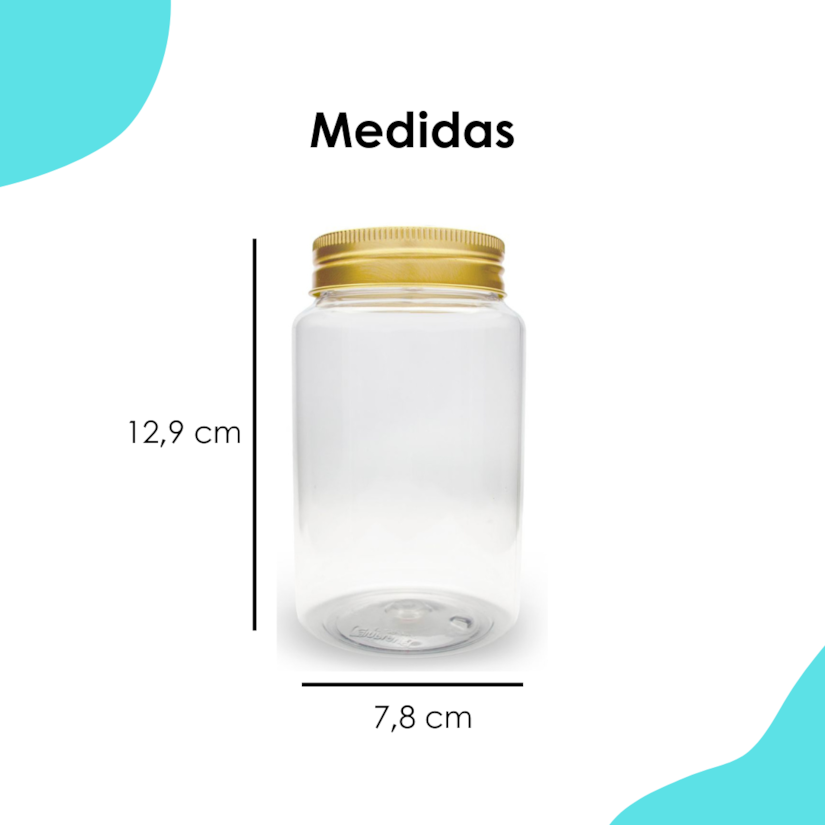 Pote PET Redondo 500ML Tampa Ouro