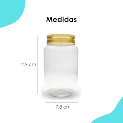 Pote PET Redondo 500ML Tampa Ouro