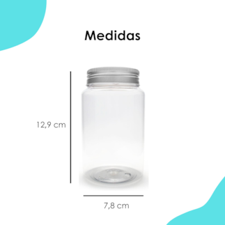 Pote Pet Redondo 500ML Tampa Prata