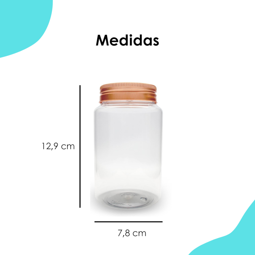 Pote Pet Redondo 500ML Tampa Rose Gold