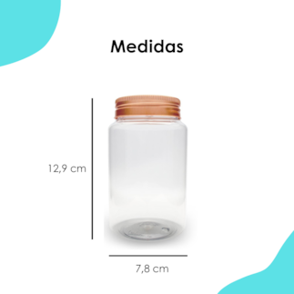 Pote Pet Redondo 500ML Tampa Rose Gold