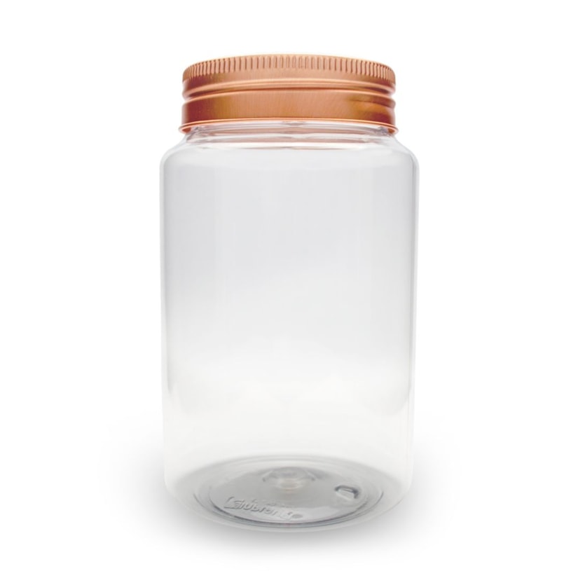 Pote Pet Redondo 500ML Tampa Rose Gold