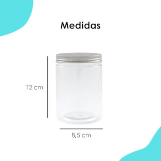 Pote Pet Redondo 550ML  Tampa Prata