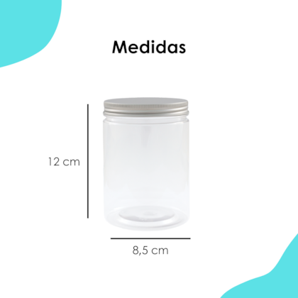 Pote Pet Redondo 550ML  Tampa Prata