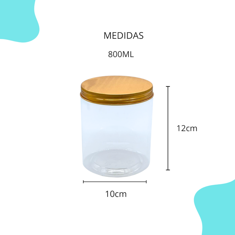 Pote Pet Redondo 800ML - Tampa Ouro
