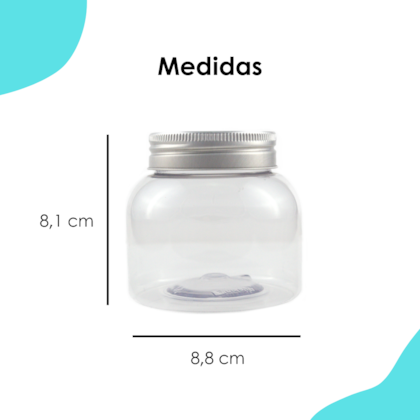 Pote PET Round 350ML Tampa Prata