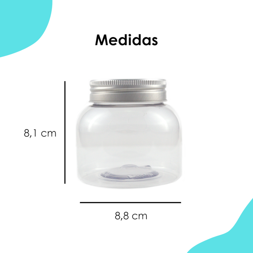 Pote PET Round 350ML Tampa Prata