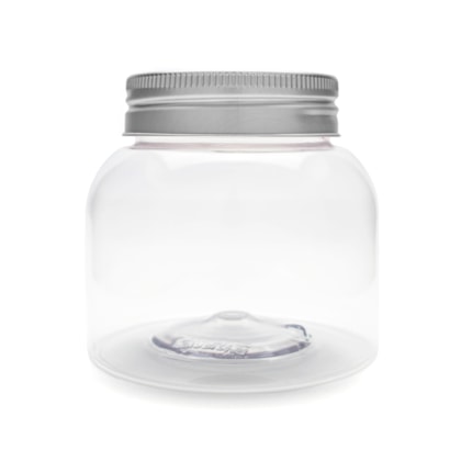 Pote PET Round 350ML Tampa Prata