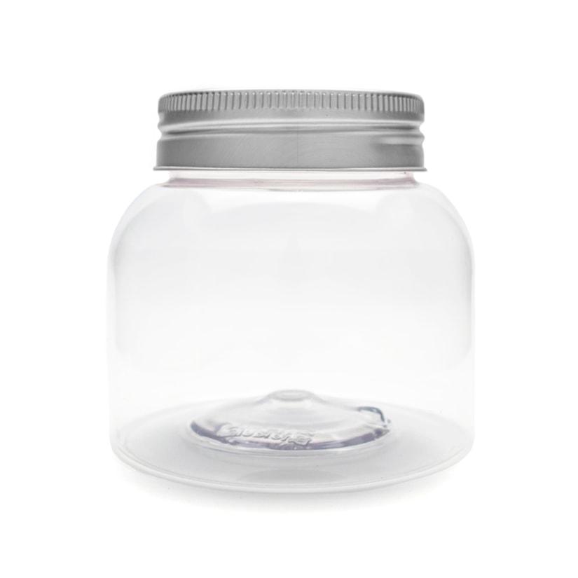 Pote PET Round 350ML Tampa Prata