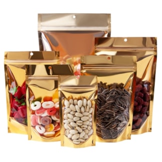 Saco Pouch Dourado c/ Visor 13x20CM