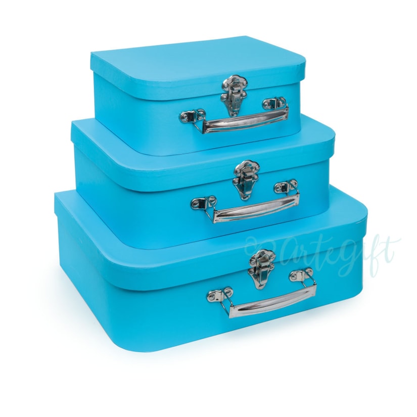 Trio De Maletas Azul Claro - KIT P/M/G