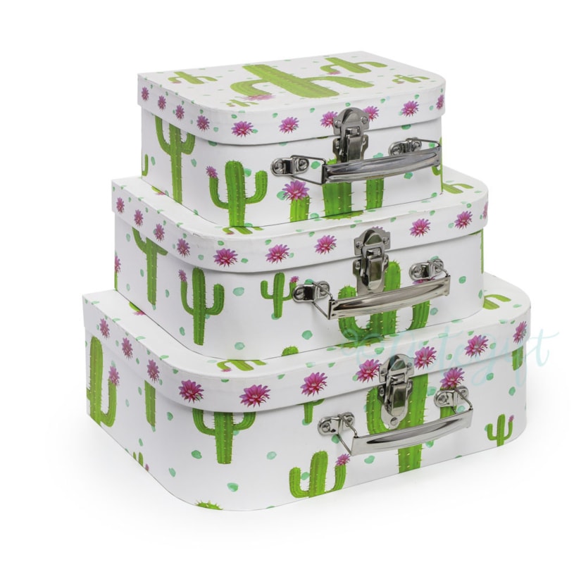Trio De Maletas Estampa Cacto -  KIT P/M/G