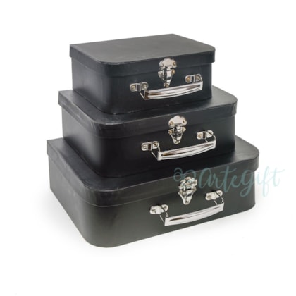 Trio De Maletas Preta - KIT P/M/G