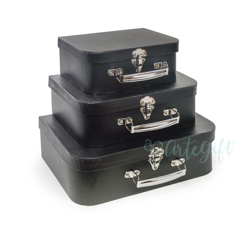 Trio De Maletas Preta - KIT P/M/G